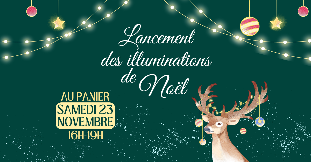 cerfs et lumières de noel